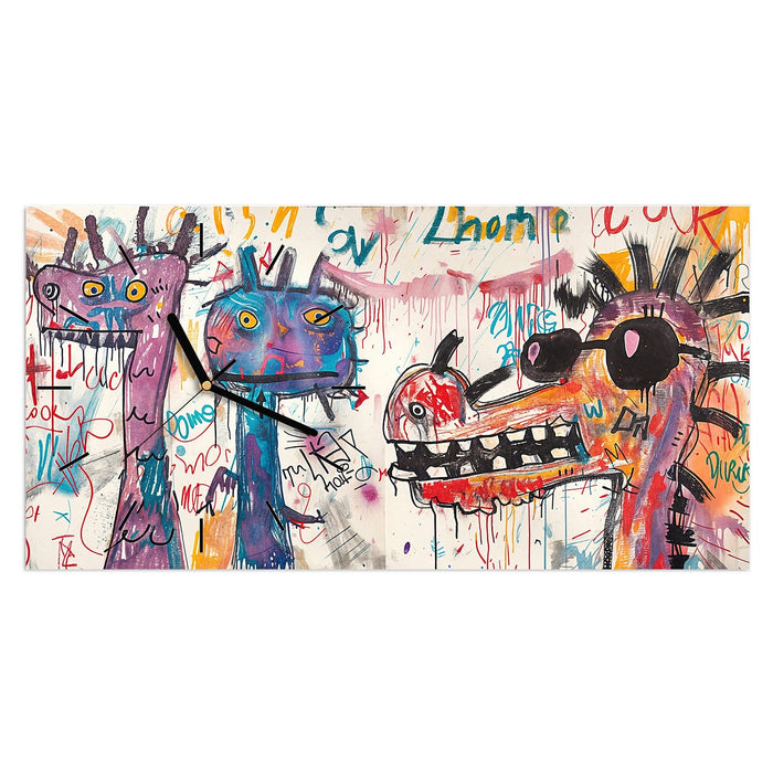 Wanduhr Kreatives Graffiti aus Glas – Querformat 60 × 30 cm mit Ziffernblatt Linie
