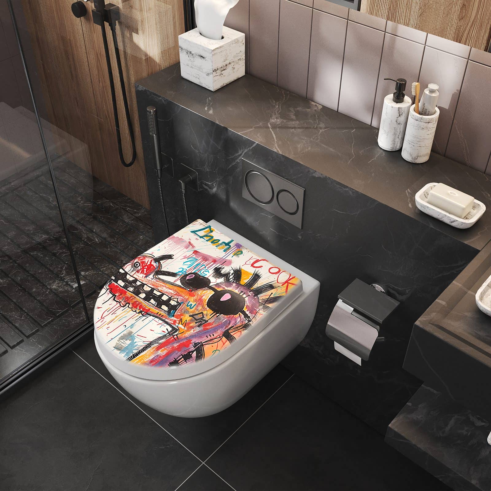 WC-Sitz mit Absenkautomatik Kreatives Graffiti