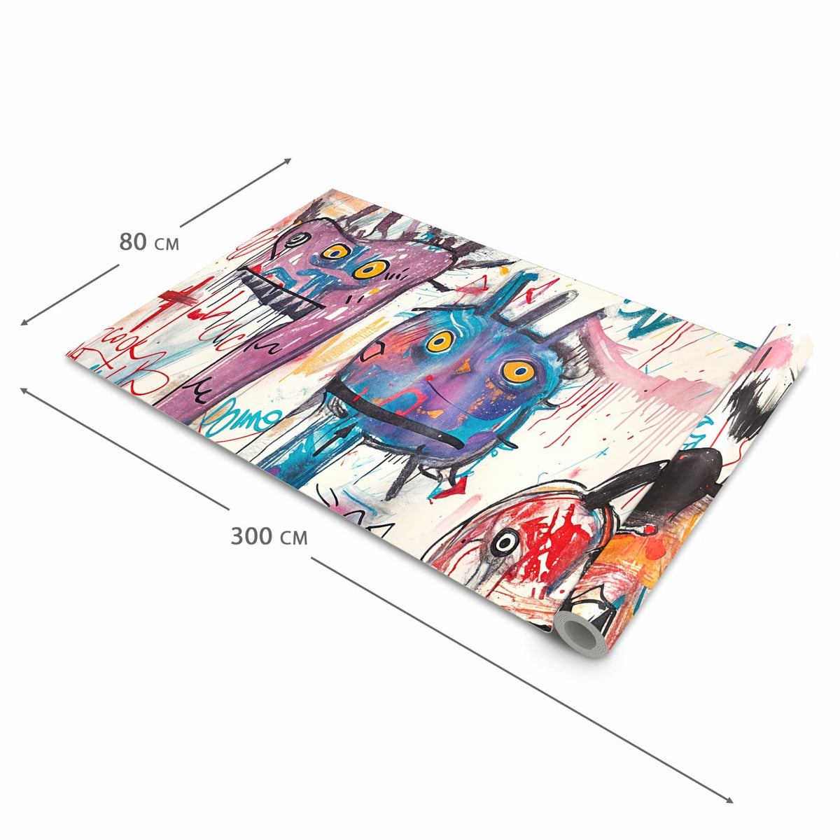 Abriebfester rutschfester Küchenläufer mit Motiv Kreatives Graffiti in der Größe 90x240 cm