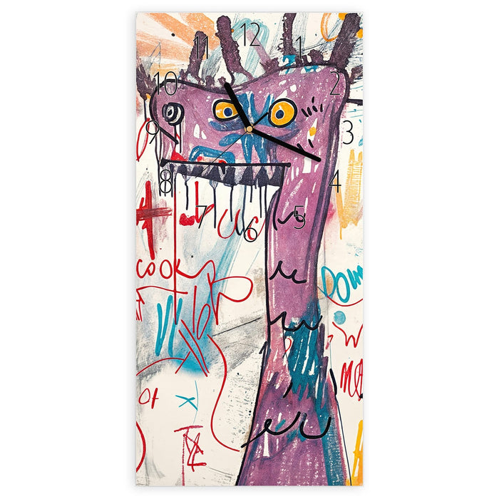Wanduhr Kreatives Graffiti aus Glas – Hochformat 30 × 60 cm mit Ziffernblatt Elegant