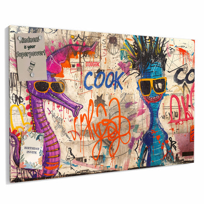 Metall Magnettafel mit dem Motiv Graffiti-Figuren