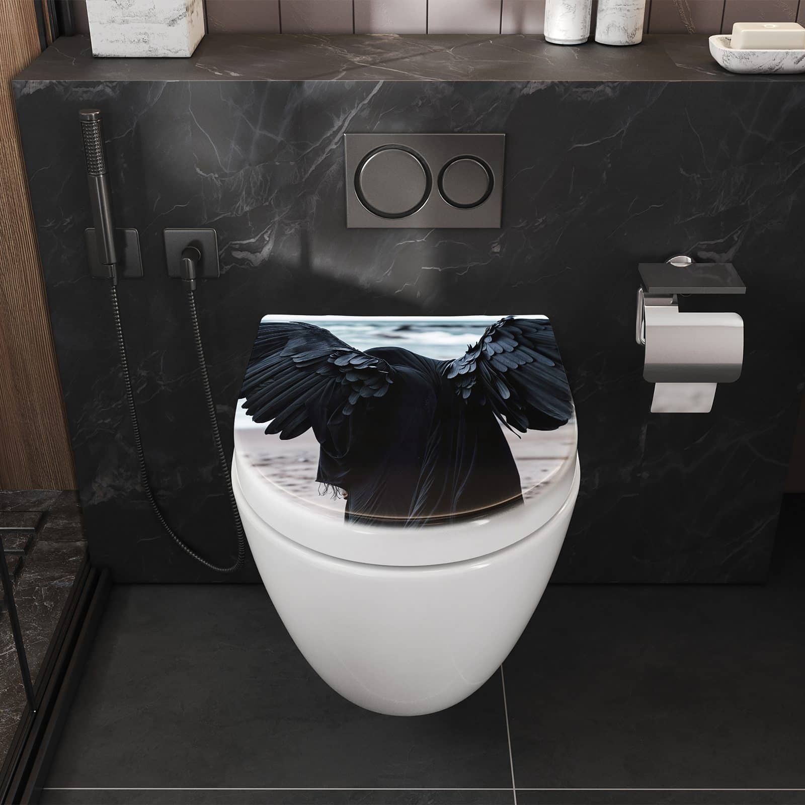 WC-Sitz mit Absenkautomatik Geflügelter Wanderer