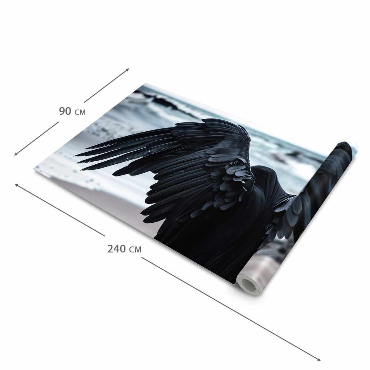 Fleckenresistenter langer Teppich mit Motiv Geflügelter Wanderer in der Grösse 90x240 cm