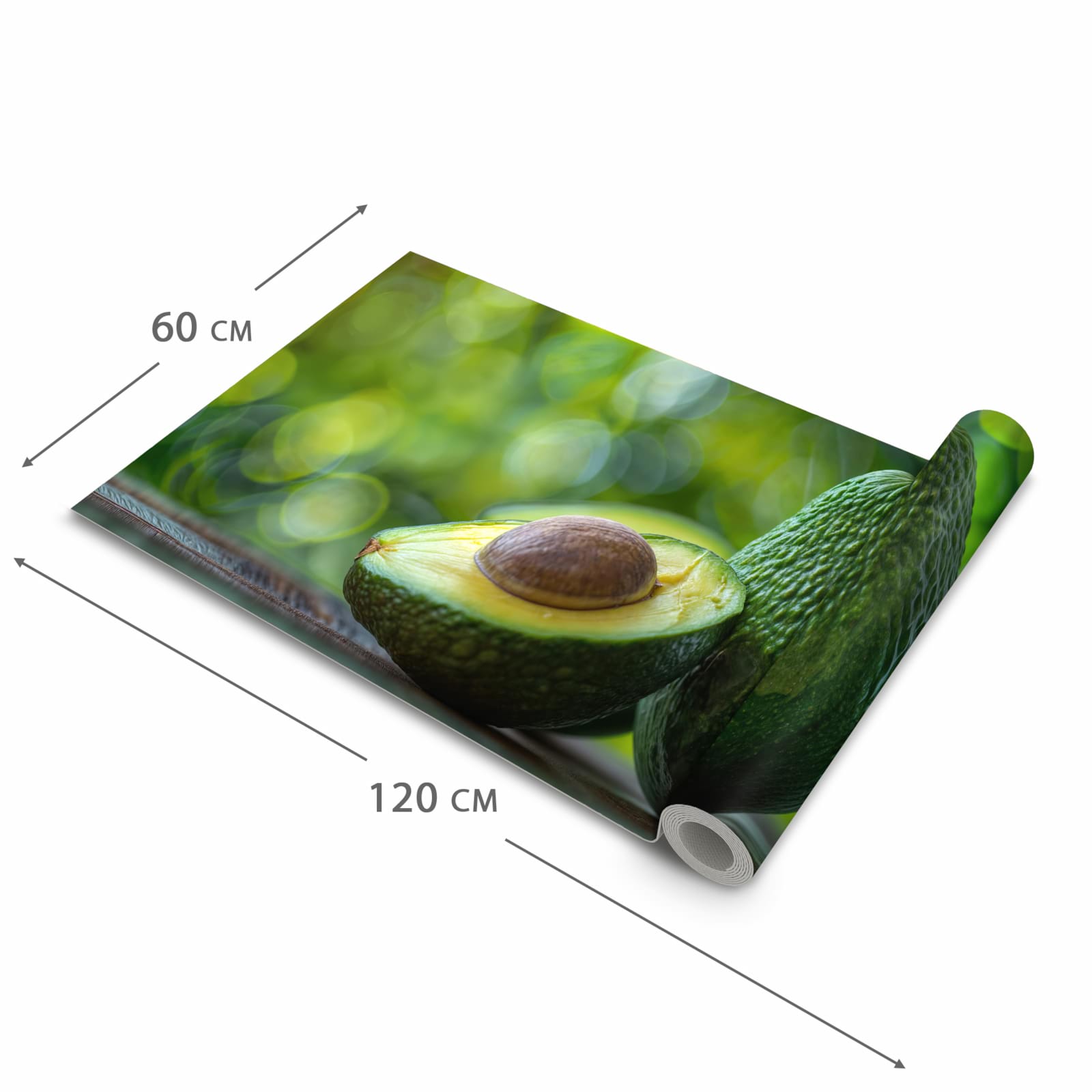 Langlebiger moderner Küchenläufer mit Motiv Avocado Anschnitt in der Grösse 90x180 cm