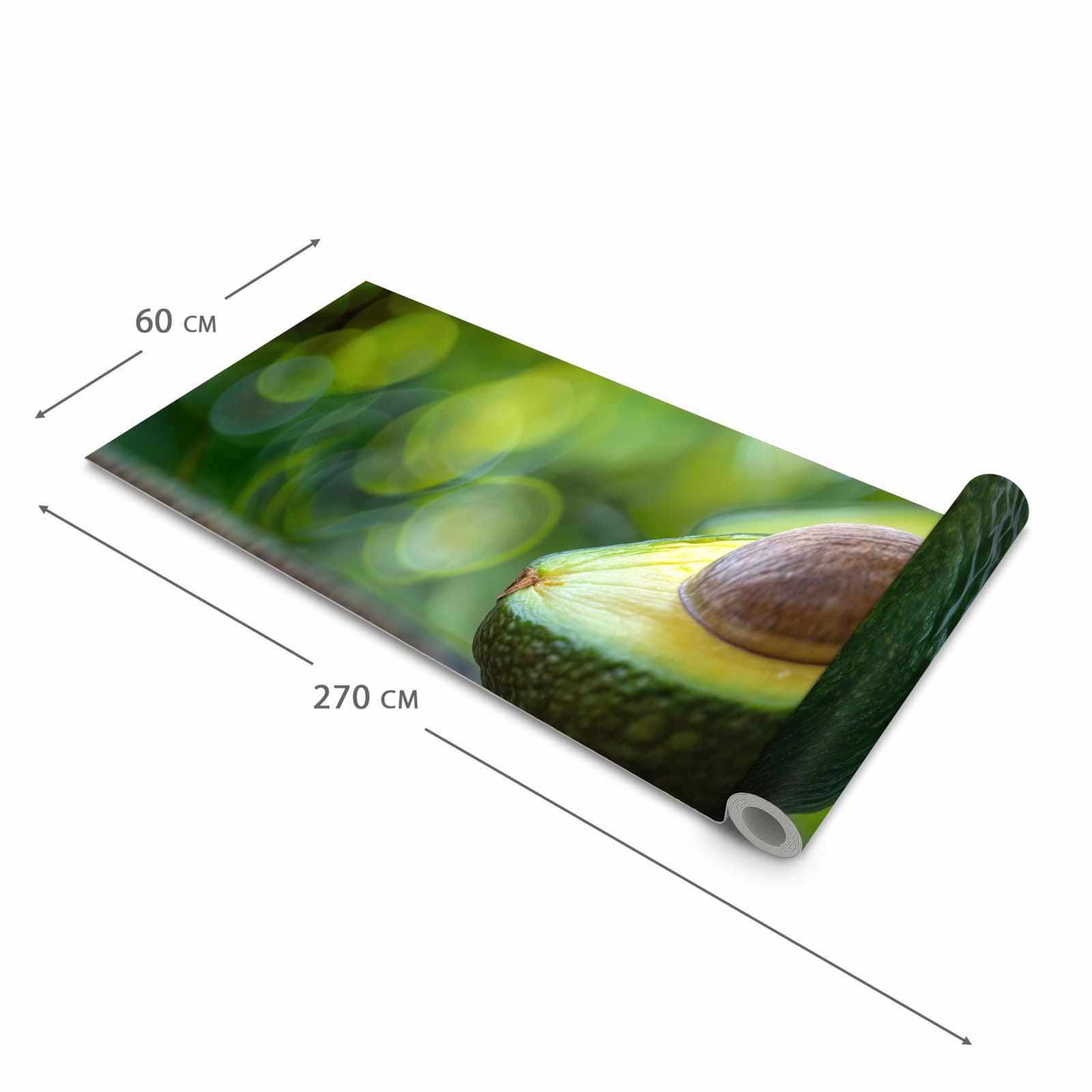 Rutschfester abwaschbarer Küchenläufer mit Motiv Avocado Anschnitt in der Größe 90x180 cm