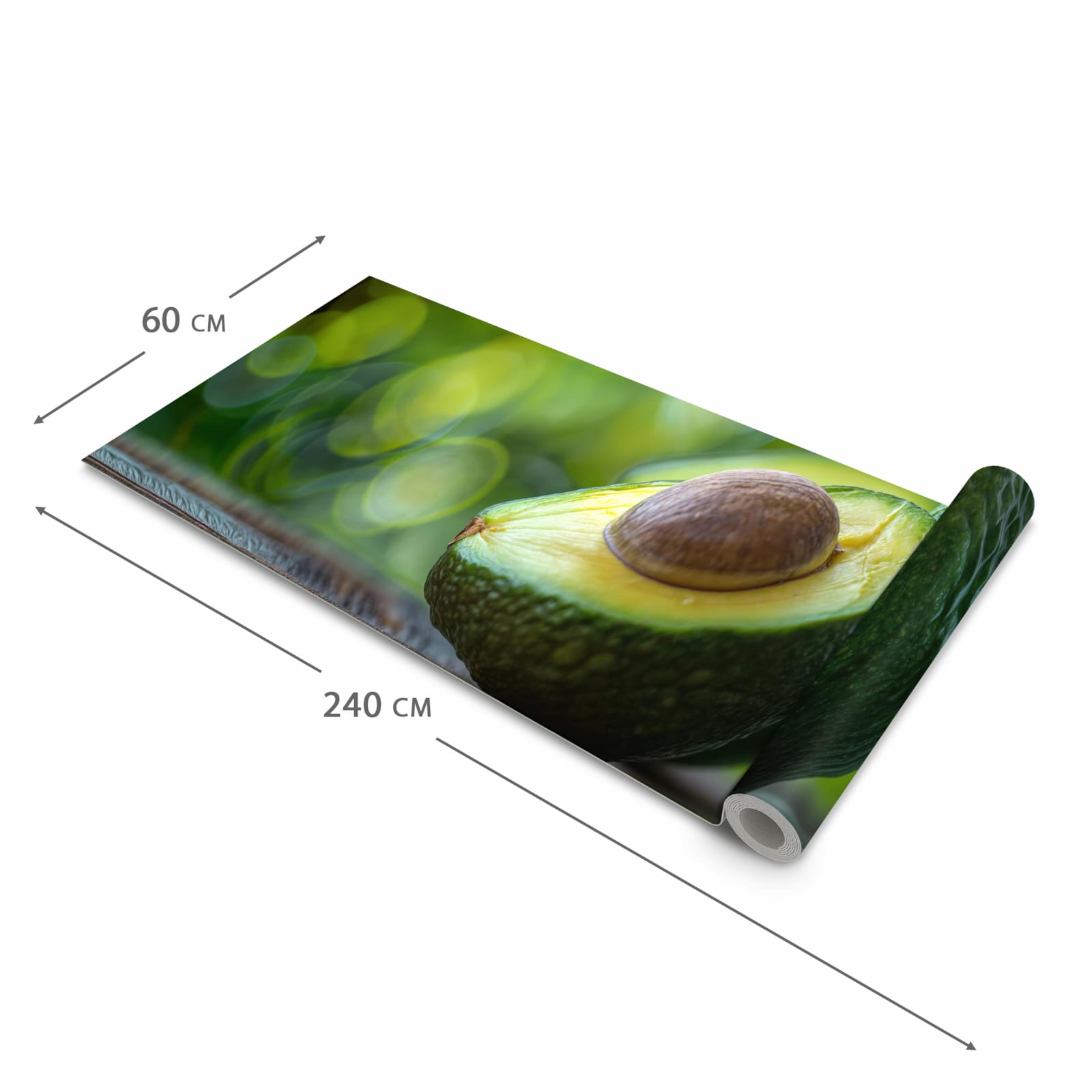 Komfortabler moderner Küchenläufer mit Motiv Avocado Anschnitt in der Grösse 90x180 cm