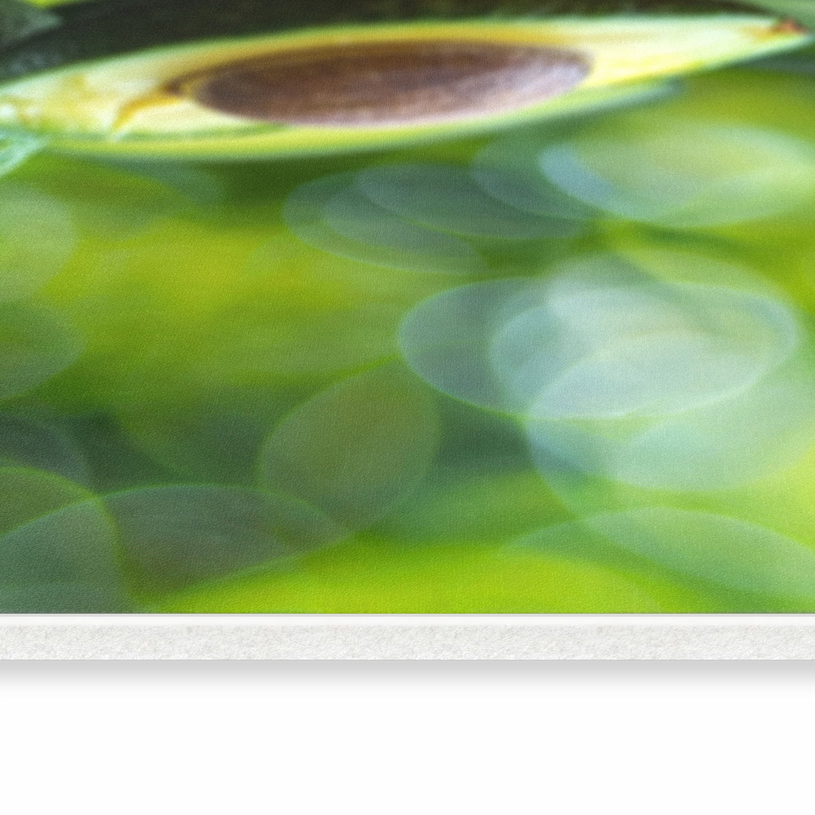 Waschbarer Küchenläufer mit Motiv Avocado Anschnitt in seitlicher Ansicht zum sicheren Aufbewahren