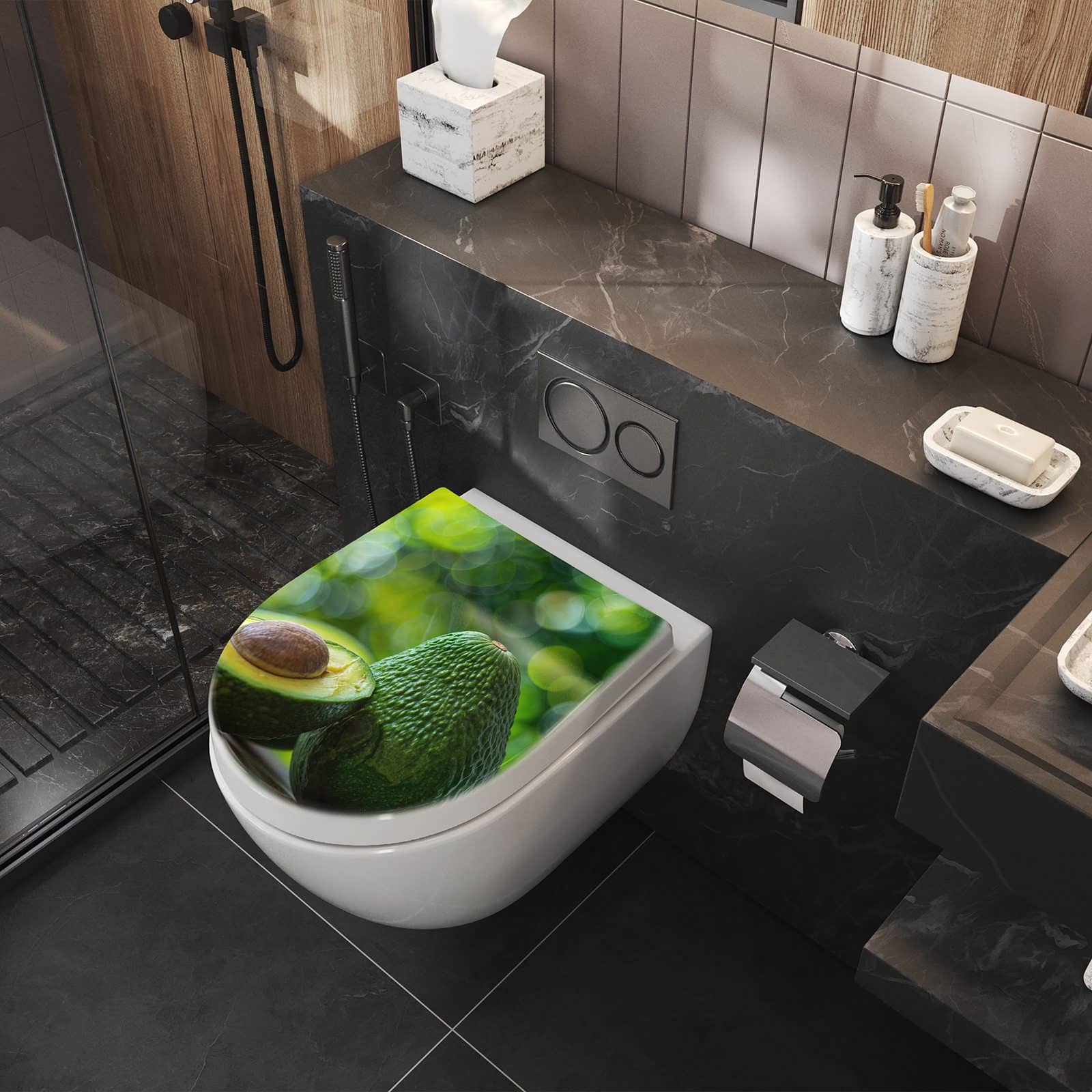 WC-Sitz mit Absenkautomatik Avocado Anschnitt