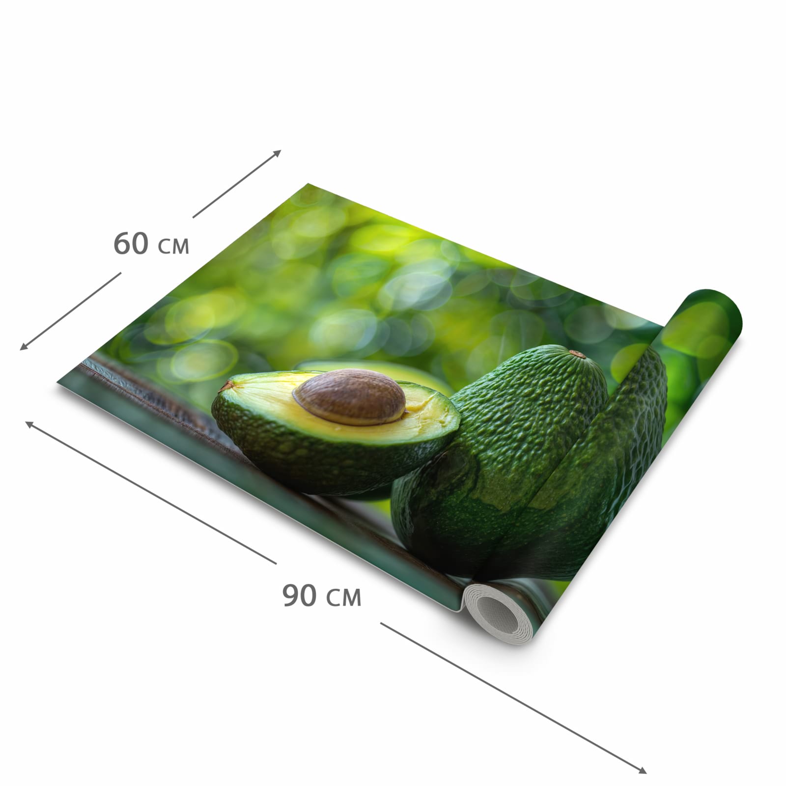 Küchenteppich mit Motiv Avocado Anschnitt in der Grösse 90x180 cm für angenehme Haptik