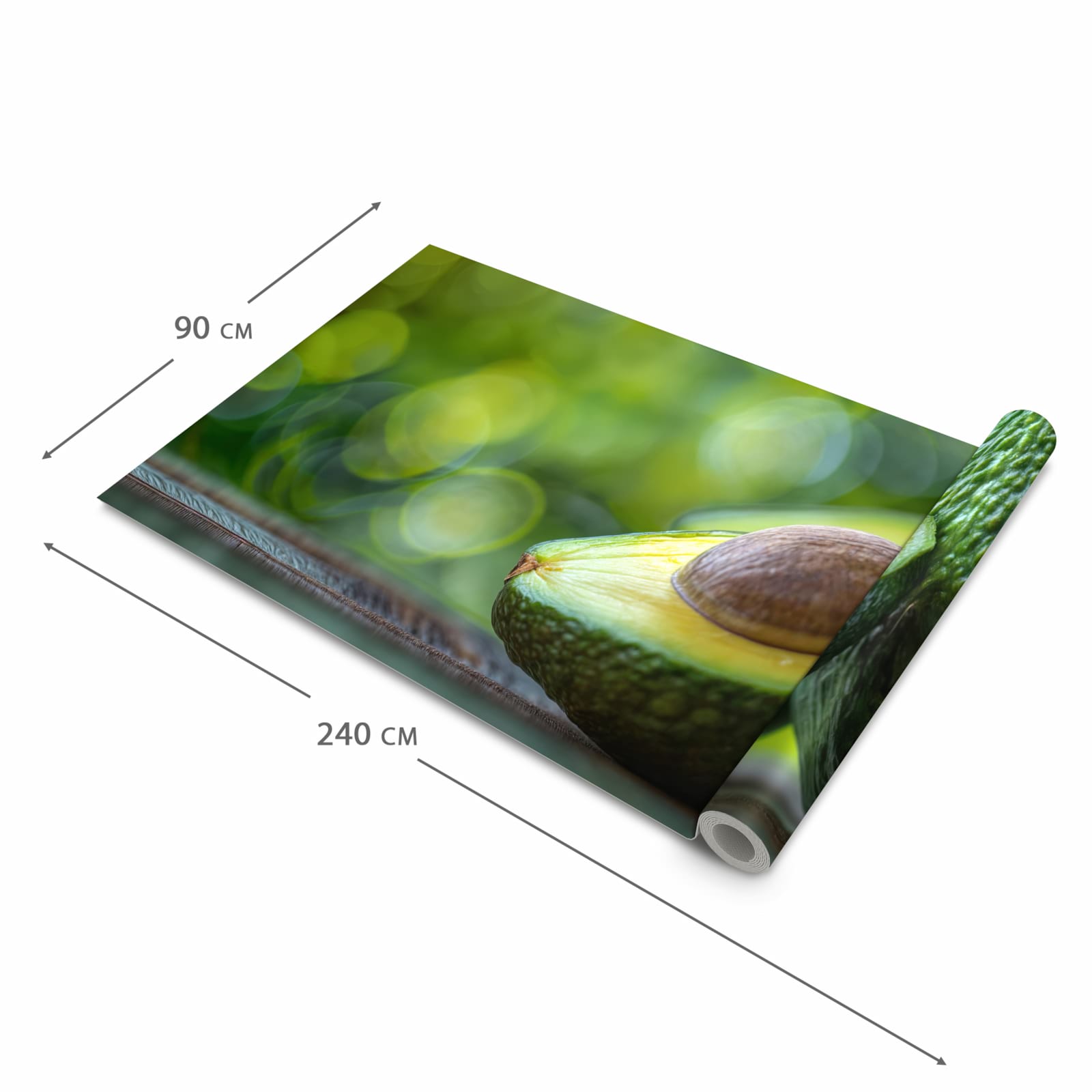 Feuchtigkeitsresistenter Küchenteppich mit Motiv Avocado Anschnitt in der Grösse 90x180 cm