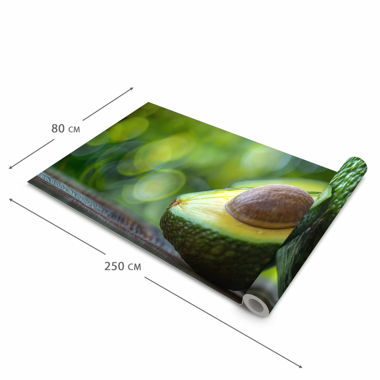 Strapazierfähiger Küchenteppich mit Motiv Avocado Anschnitt in der Grösse 90x180 cm