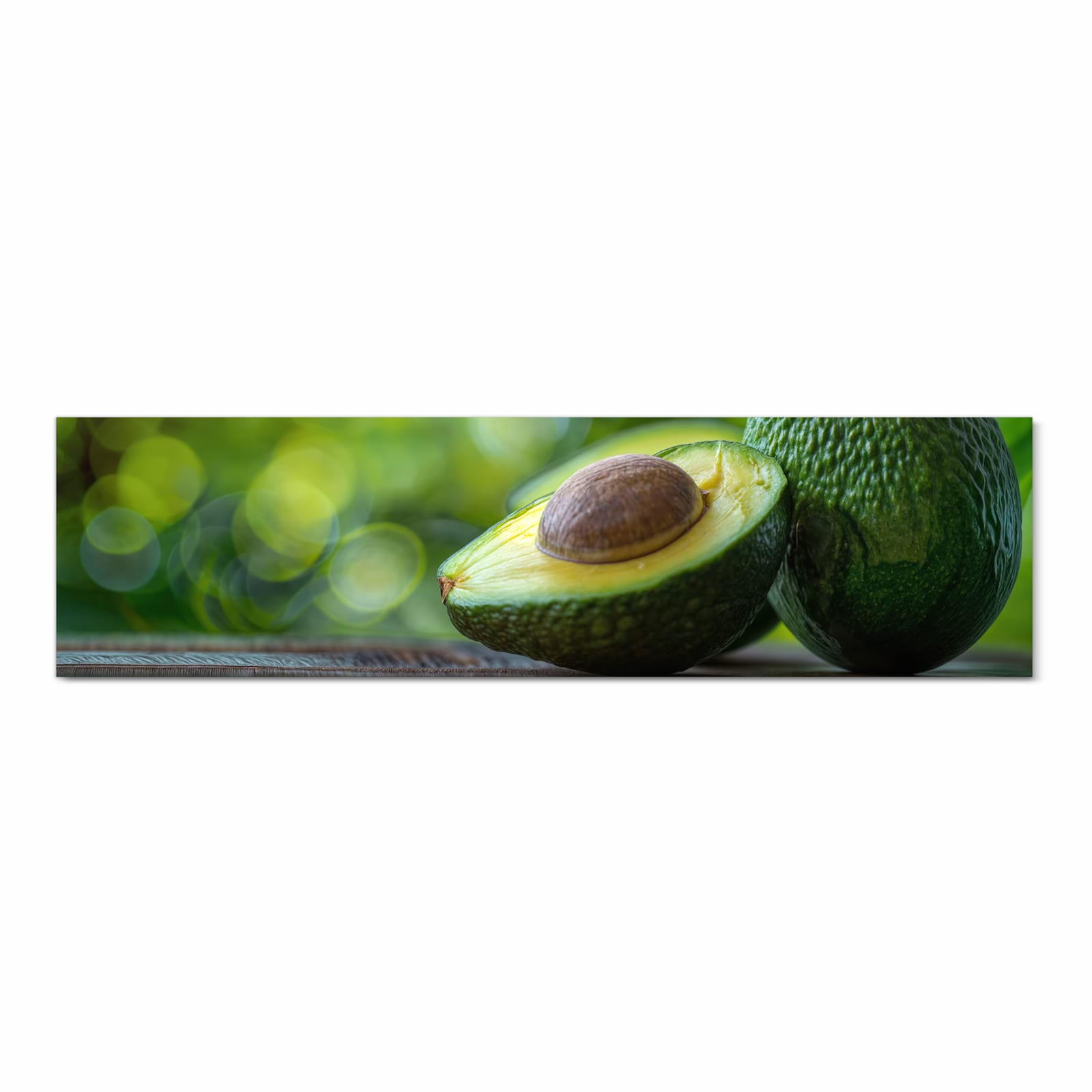 Rutschfester Küchenteppich mit Motiv Avocado Anschnitt in Frontansicht schützt den Boden