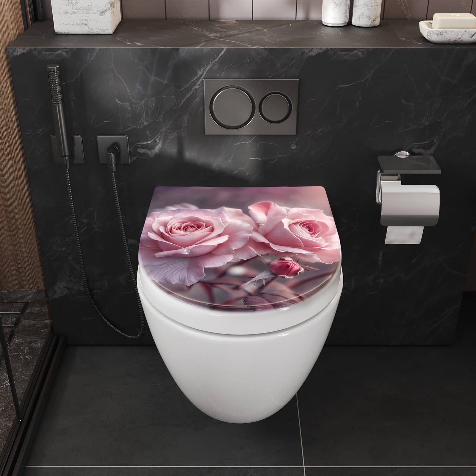 WC-Sitz mit Absenkautomatik Romantische Rosen