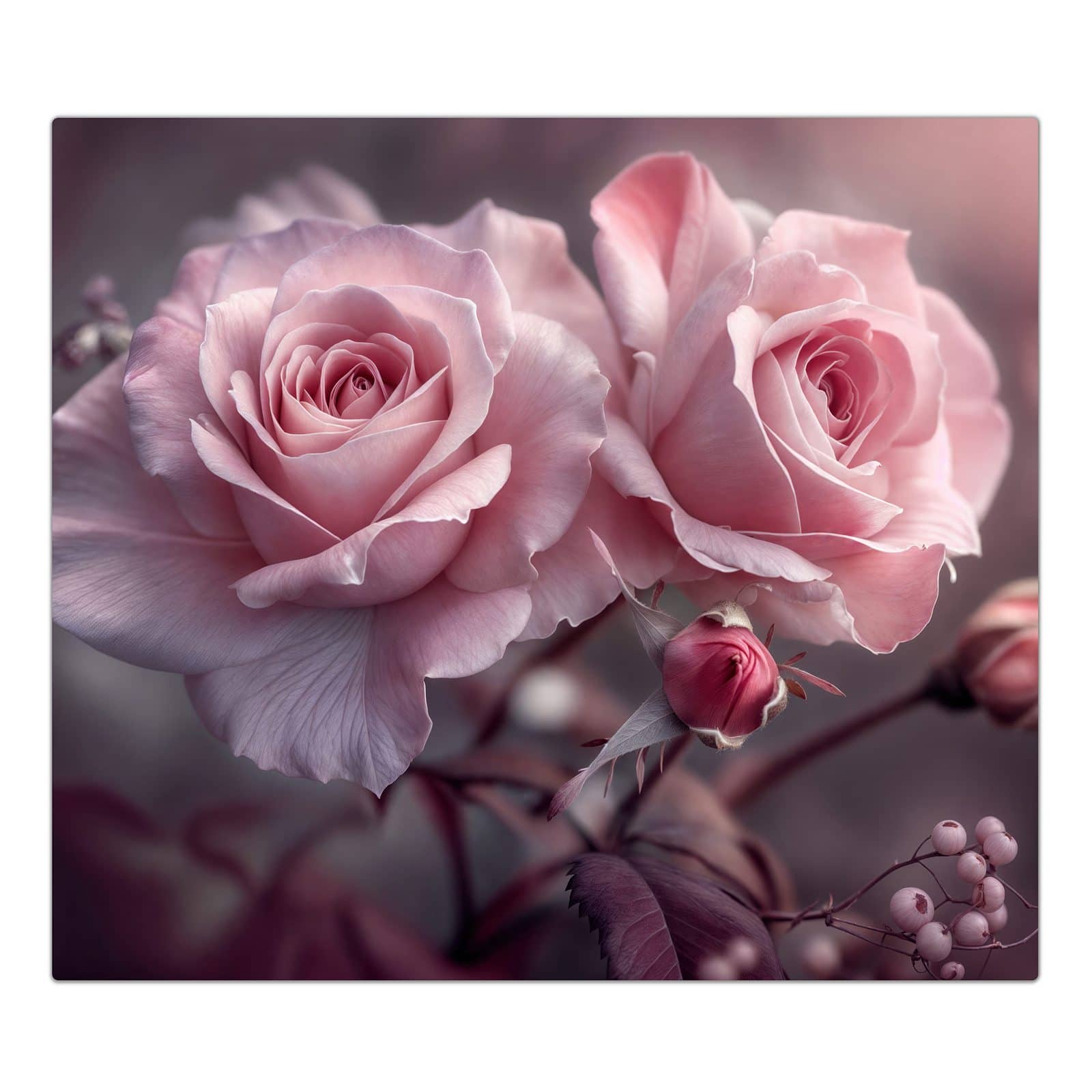 1-teilige Herdabdeckplatte aus Glas mit Romantische Rosen-Motiv in der Frontansicht #grösse_1-Teilig (60x52cm)