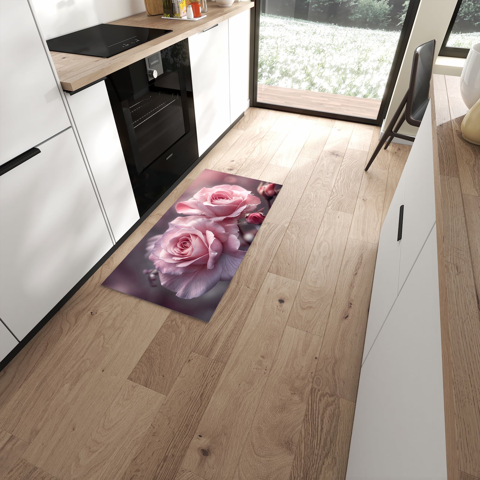 Rutschfester Küchenläufer mit Motiv Romantische Rosen für Ordnung in moderner Küche #grösse_60 x 120 cm