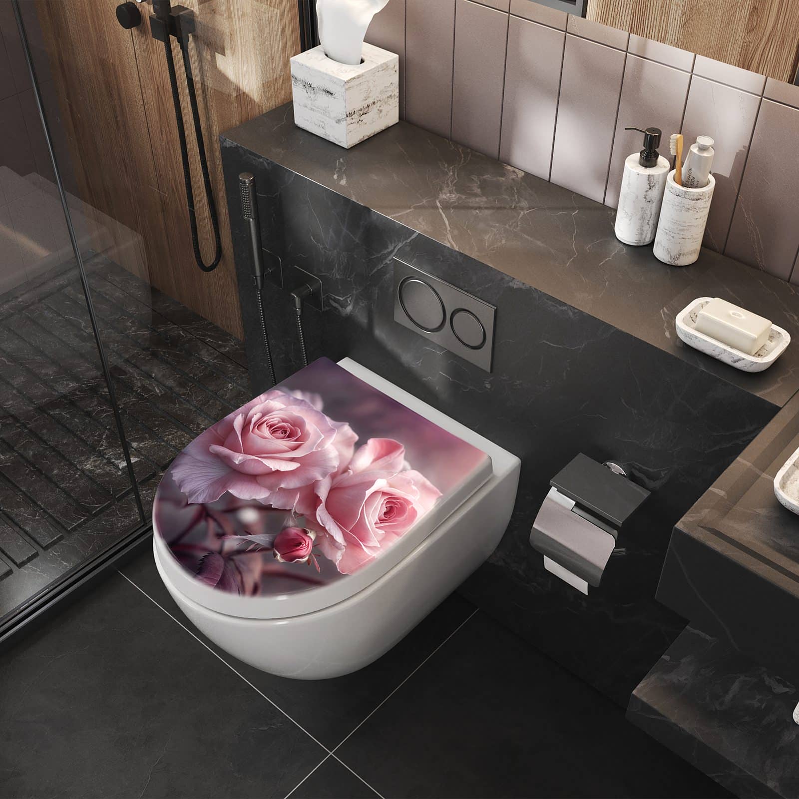 WC-Sitz mit Absenkautomatik Romantische Rosen
