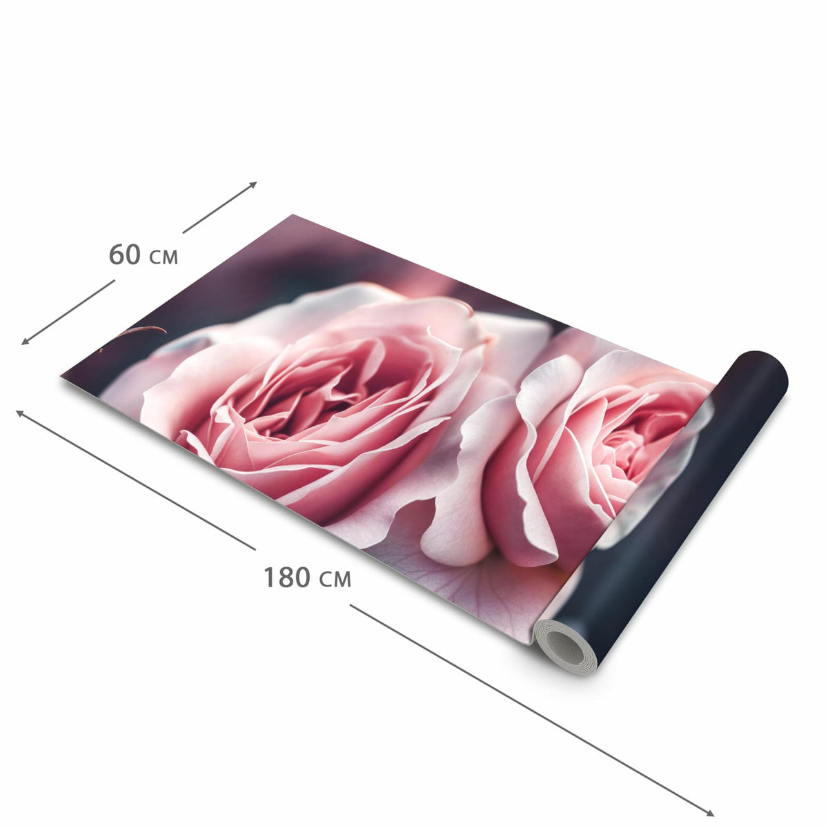 Rutschfester dünner Küchenteppich mit Motiv Rosenblüten Duo in der Größe 80x300 cm