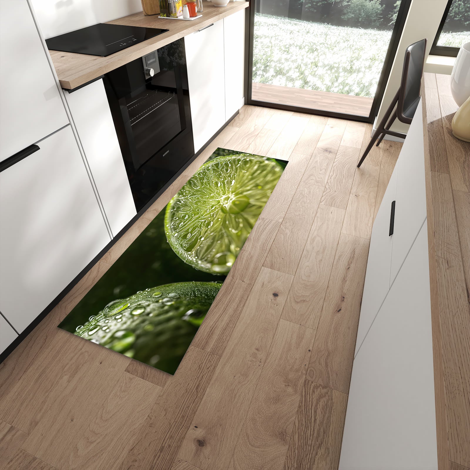 Küchenläufer mit Motiv Limetten von Frische für sicheren Stand im Eingangsbereich