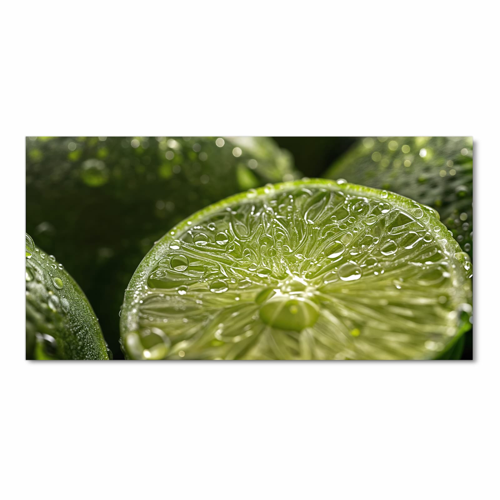 Geruchsneutraler waschbarer Küchenteppich mit Motiv Limetten von Frische in Frontansicht