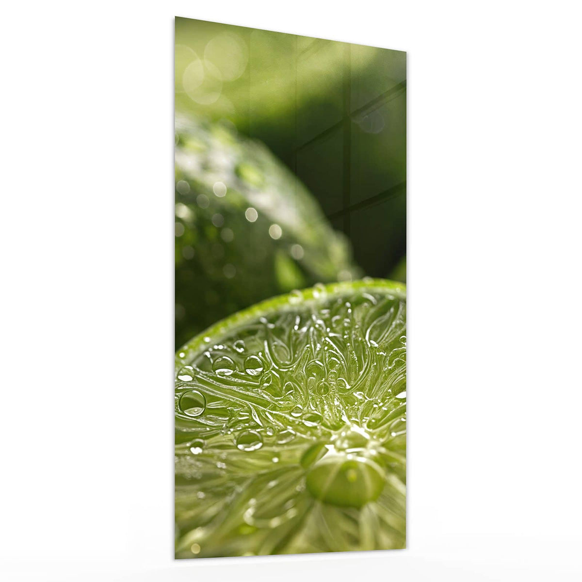 Glasbild Nasse Limettenscheibe von der Seite, 4 mm Echtglas
