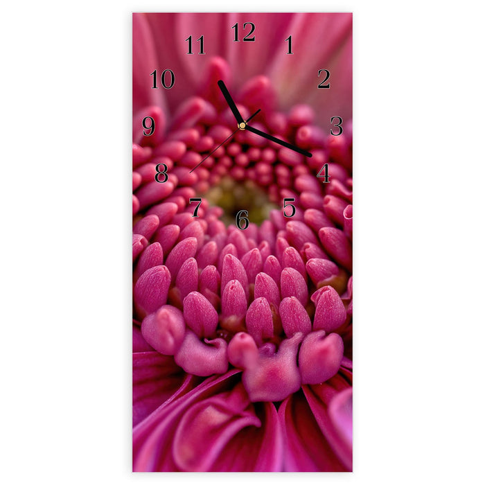 Wanduhr Nahaufnahme Blume aus Glas – Hochformat 30 × 60 cm mit Ziffernblatt Klassisch
