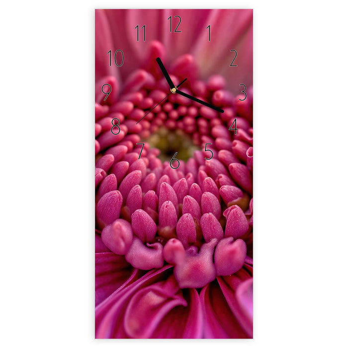 Wanduhr Nahaufnahme Blume aus Glas – Hochformat 30 × 60 cm mit Ziffernblatt Elegant