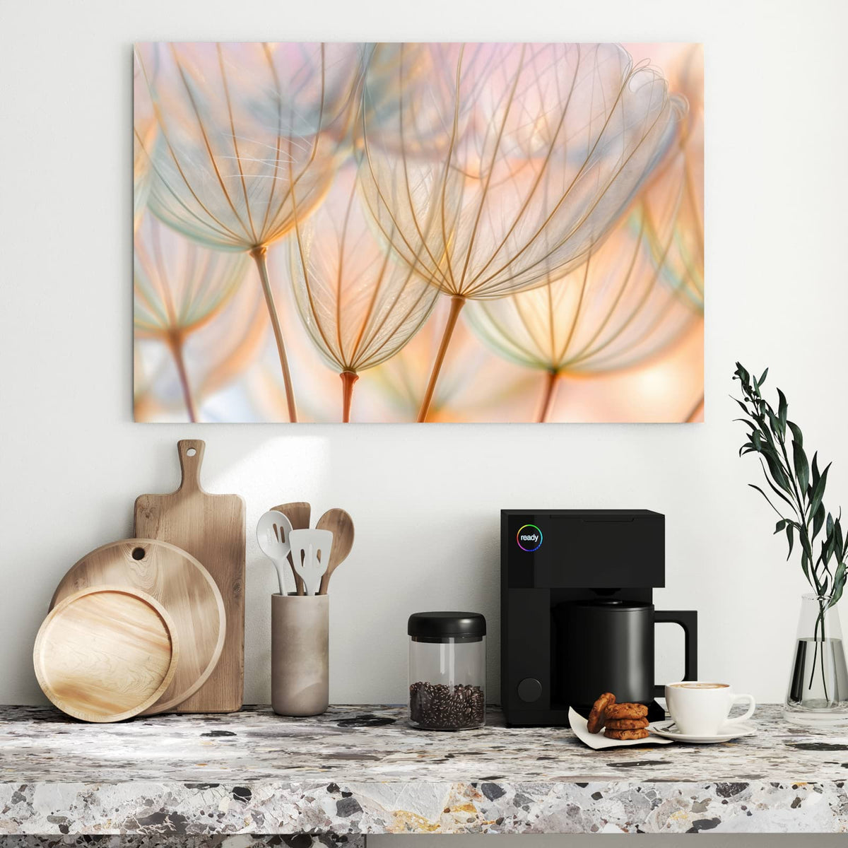 Metall Magnettafel - Pusteblume in Pastell – Filigrane Pusteblumen in Pastell