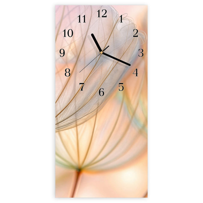 Wanduhr Pusteblumen Kunst aus Glas – Hochformat 30 × 60 cm mit Ziffernblatt Klassisch