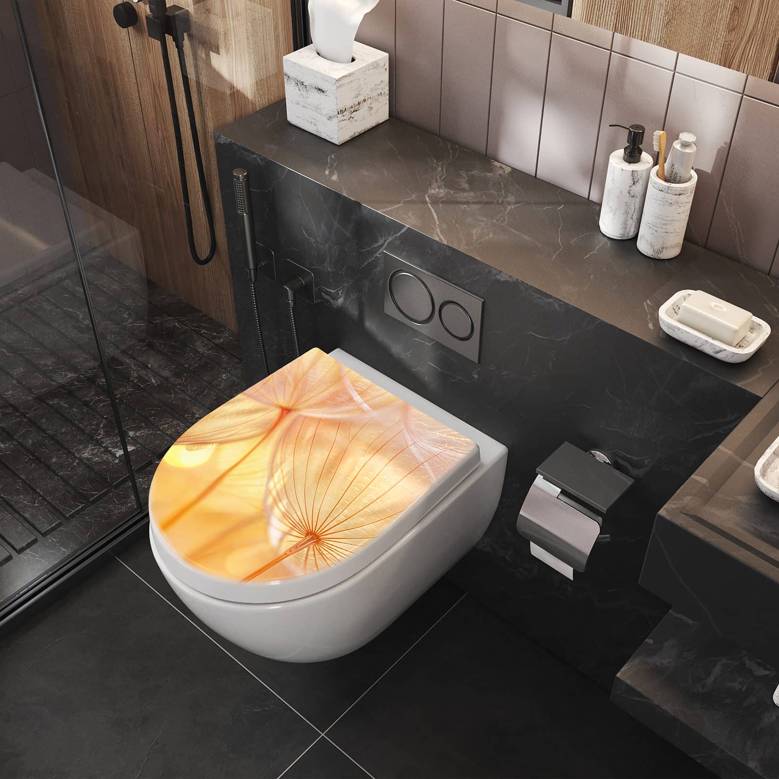 WC-Sitz mit Absenkautomatik Dandelion Makroaufnahme