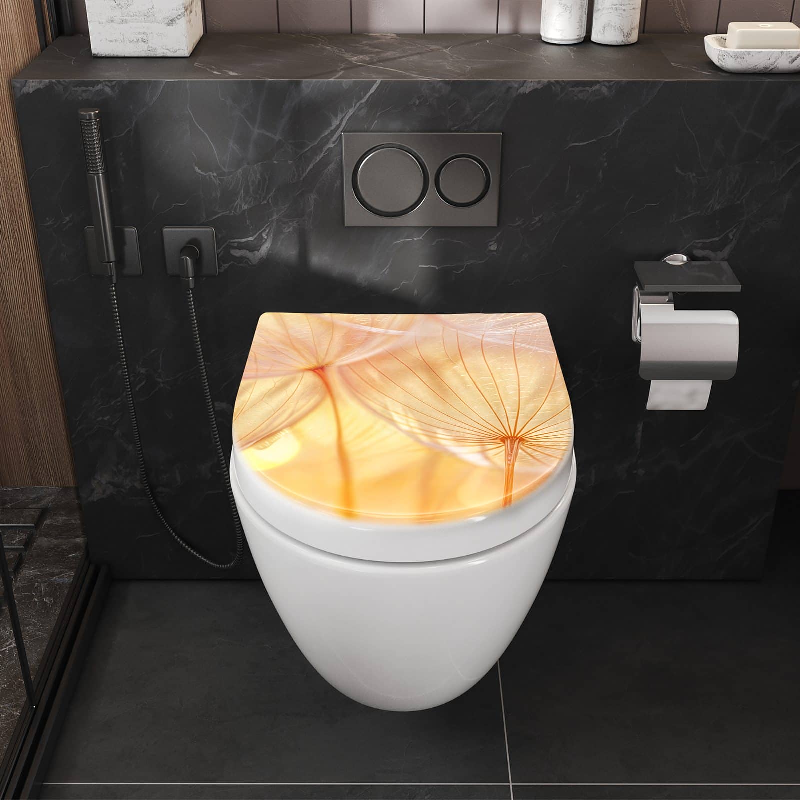 WC-Sitz mit Absenkautomatik Dandelion Makroaufnahme