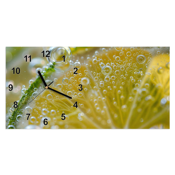 Wanduhr Sanfte Zitronenscheibe aus Glas – Querformat 60 × 30 cm mit Ziffernblatt Modern
