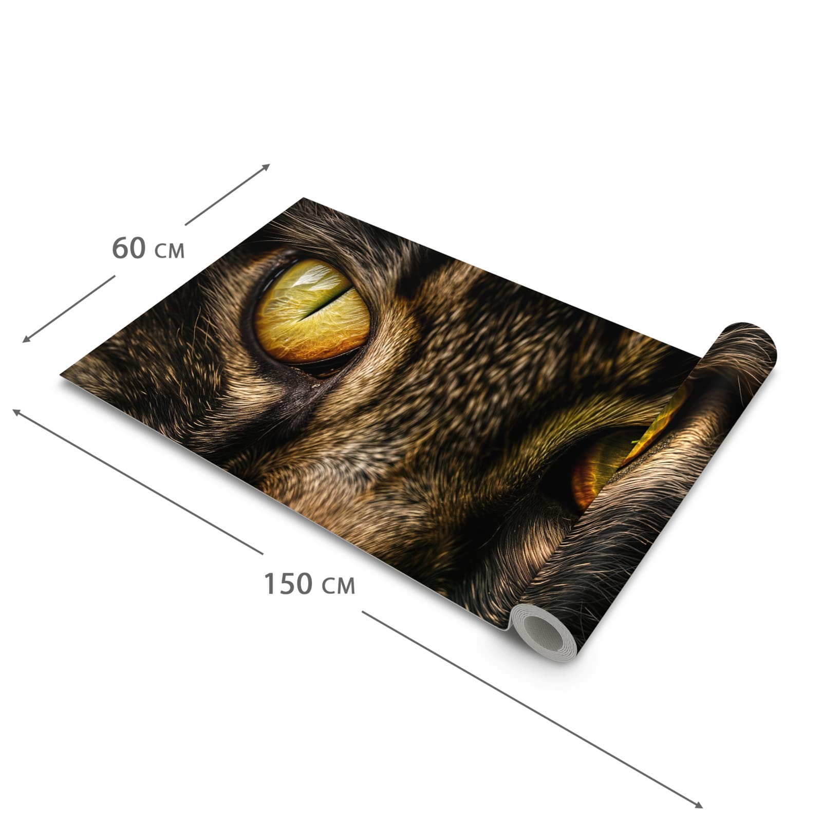 Zeitsparender waschbarer Küchenteppich mit Motiv Katzenaugencloseup in der Grösse 60x240 cm