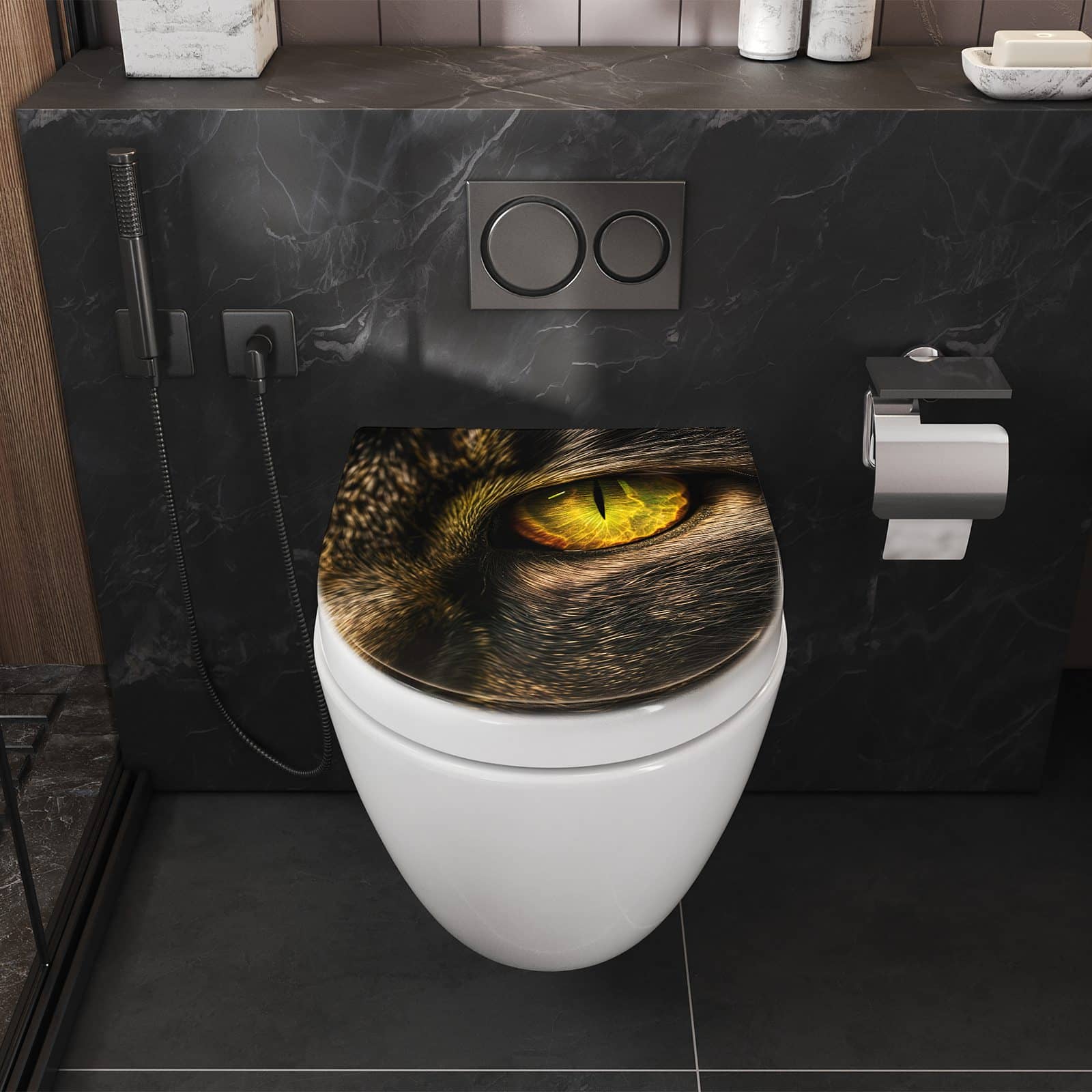 WC-Sitz mit Absenkautomatik Katzenaugencloseup