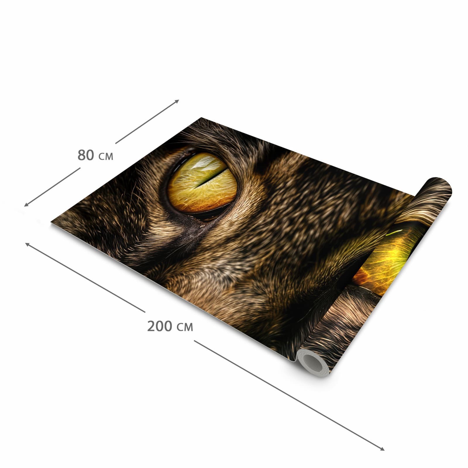 Fleckenresistenter großer Küchenteppich mit Motiv Katzenaugencloseup in der Größe 60x240 cm