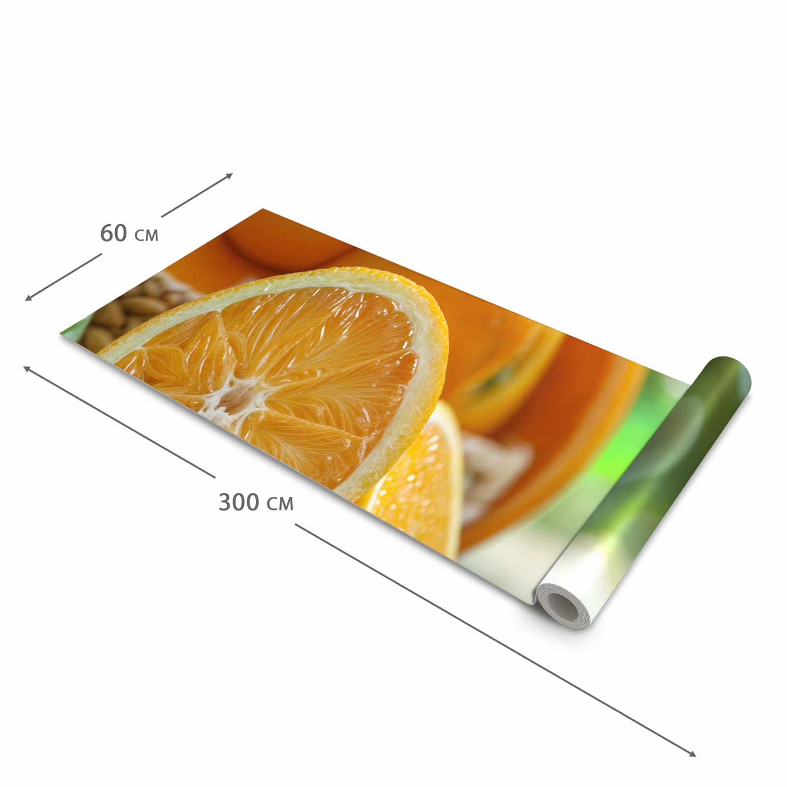 Langlebiger rutschfester Küchenläufer mit Motiv Frische Orangen in der Grösse 80x200 cm