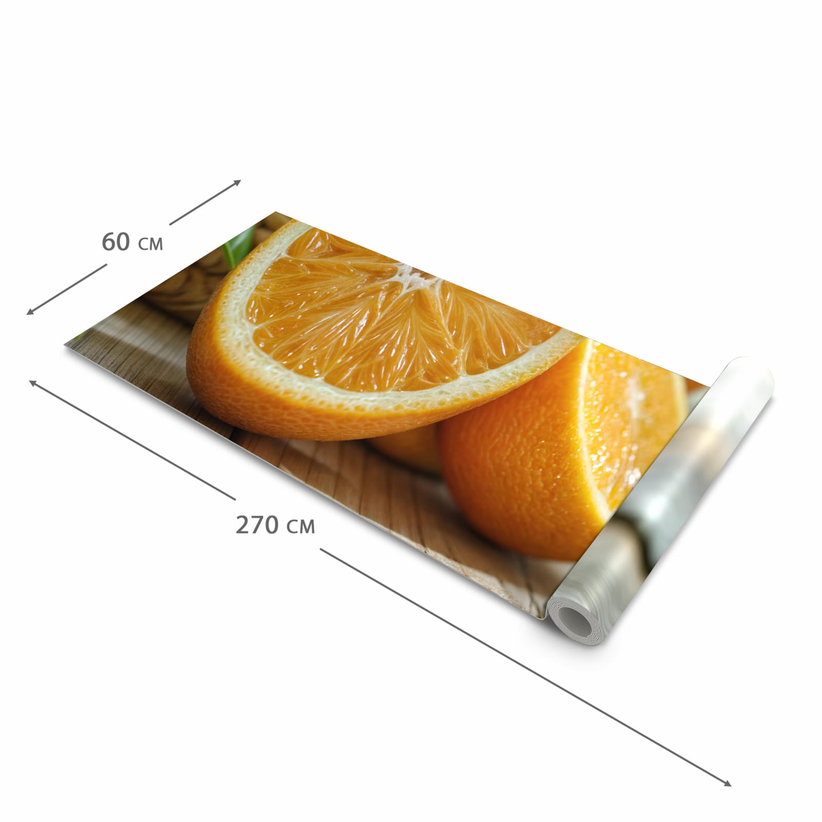 Geruchsneutraler rutschfester Küchenläufer mit Motiv Frische Orangen in der Grösse 80x200 cm