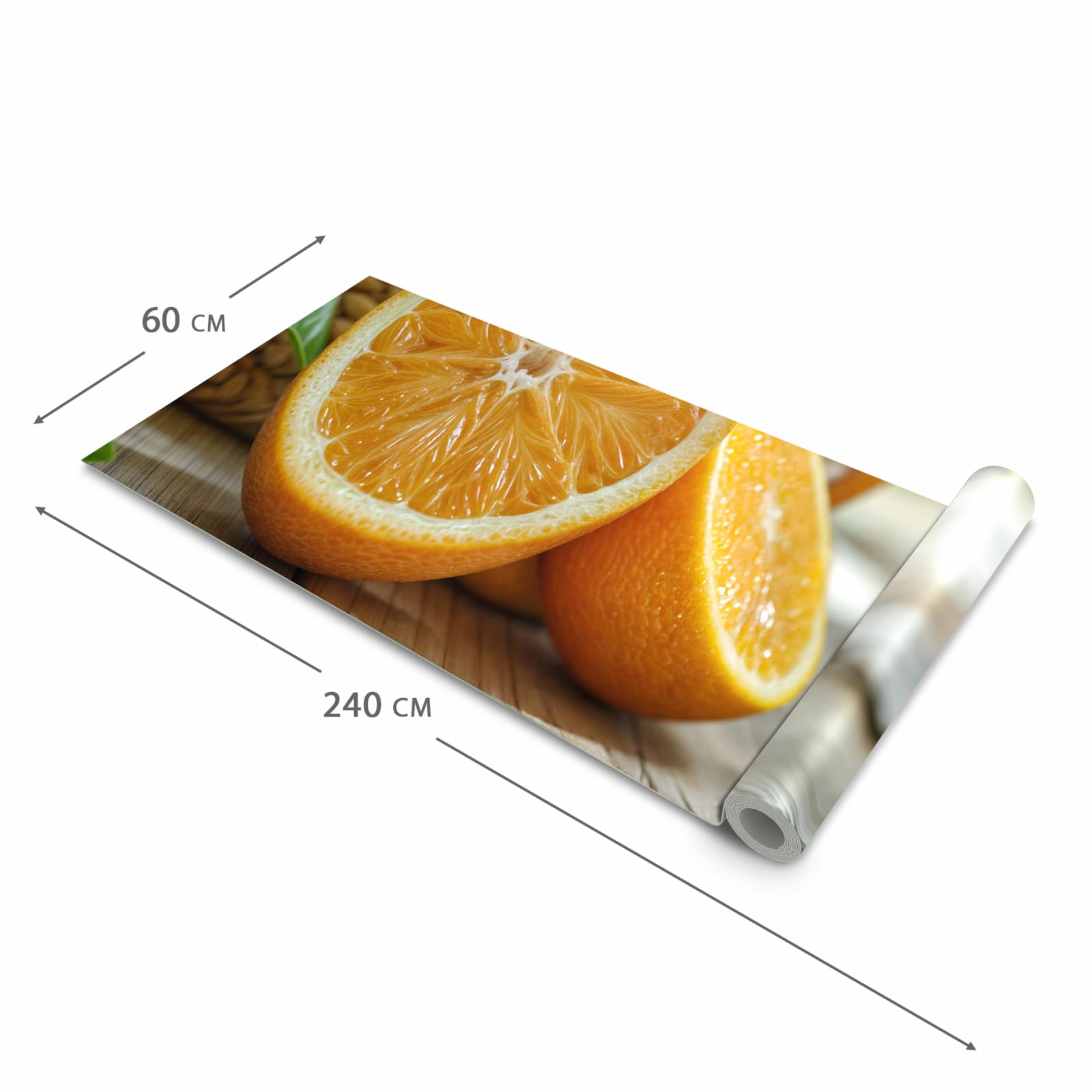 Schmutzabweisender Küchenläufer mit Motiv Frische Orangen in der Grösse 80x200 cm