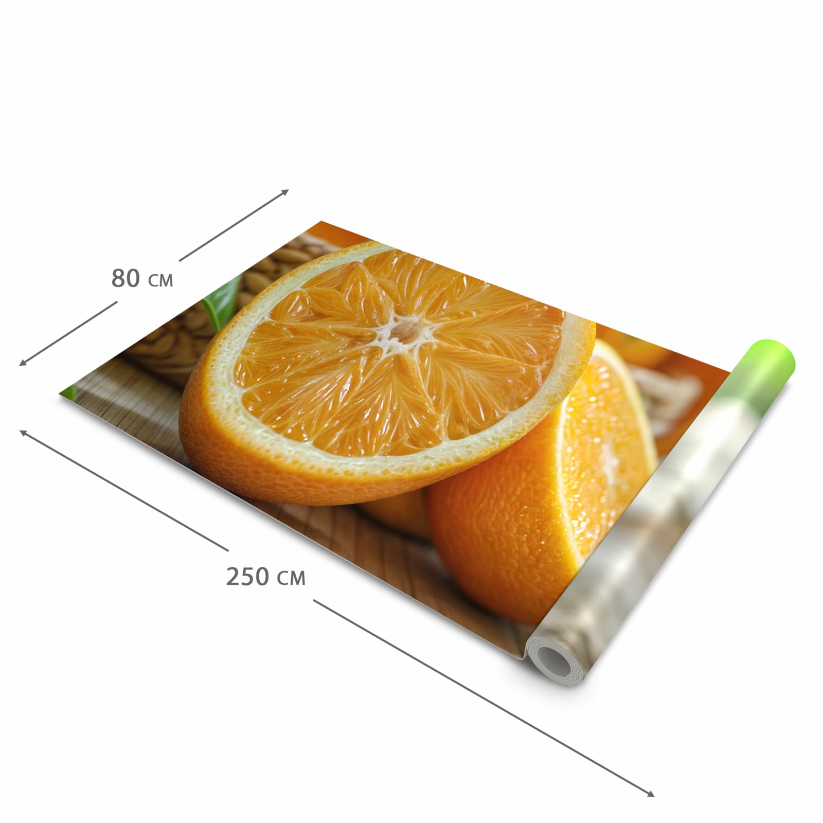 Komfortabler rutschfester Küchenläufer mit Motiv Frische Orangen in der Größe 80x200 cm