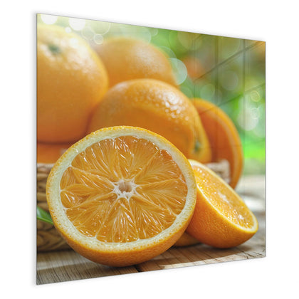 Magnettafel mit dem Motiv Orangen auf Holz