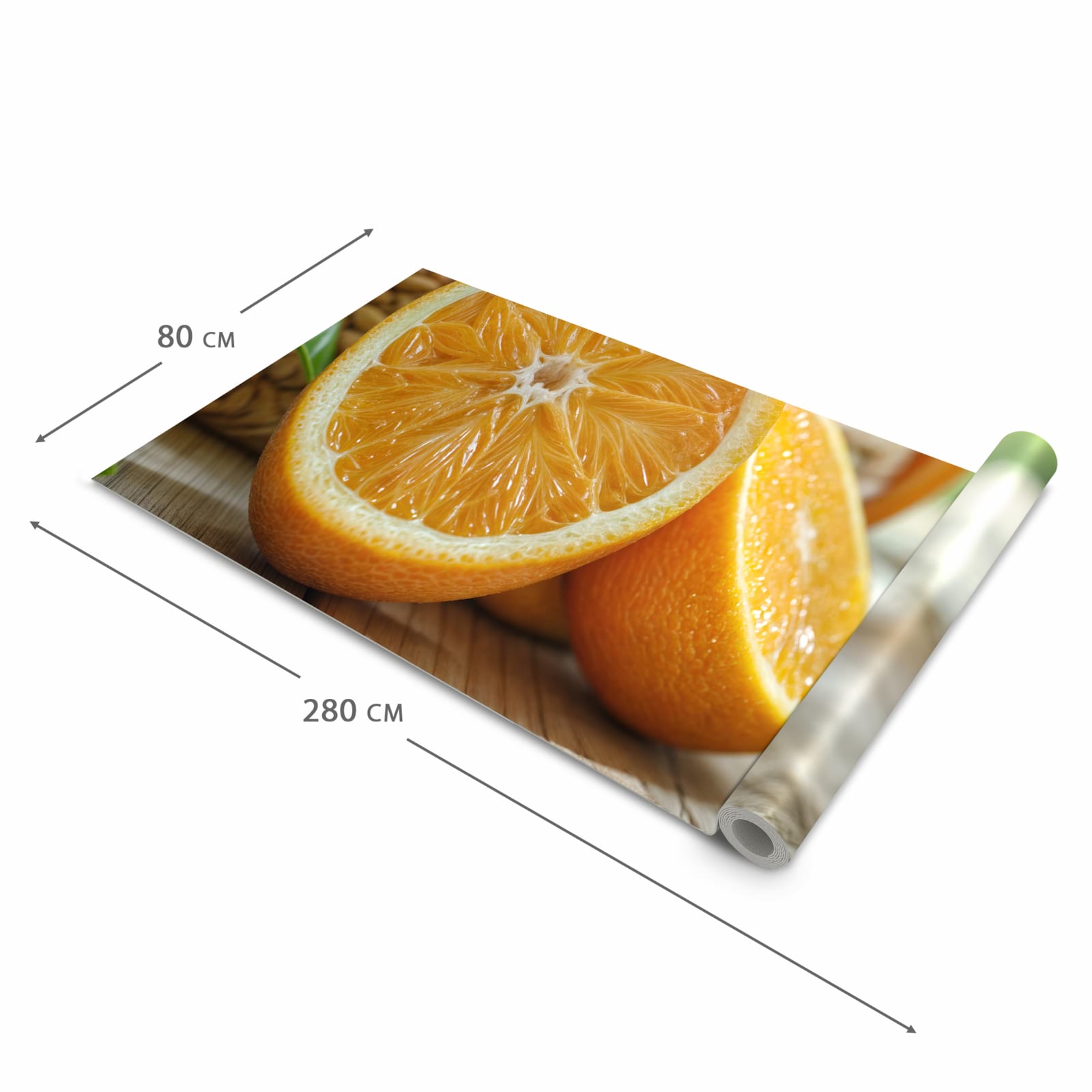 Rutschhemmender moderner Küchenläufer mit Motiv Frische Orangen in der Grösse 80x200 cm