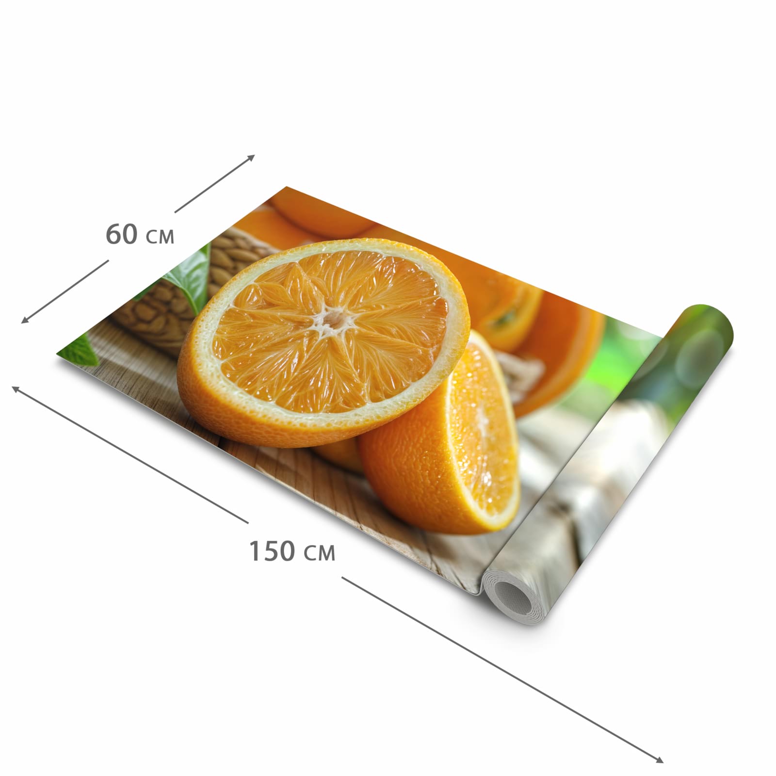 Wasserabweisender Küchenteppich mit Motiv Frische Orangen in der Größe 80x200 cm