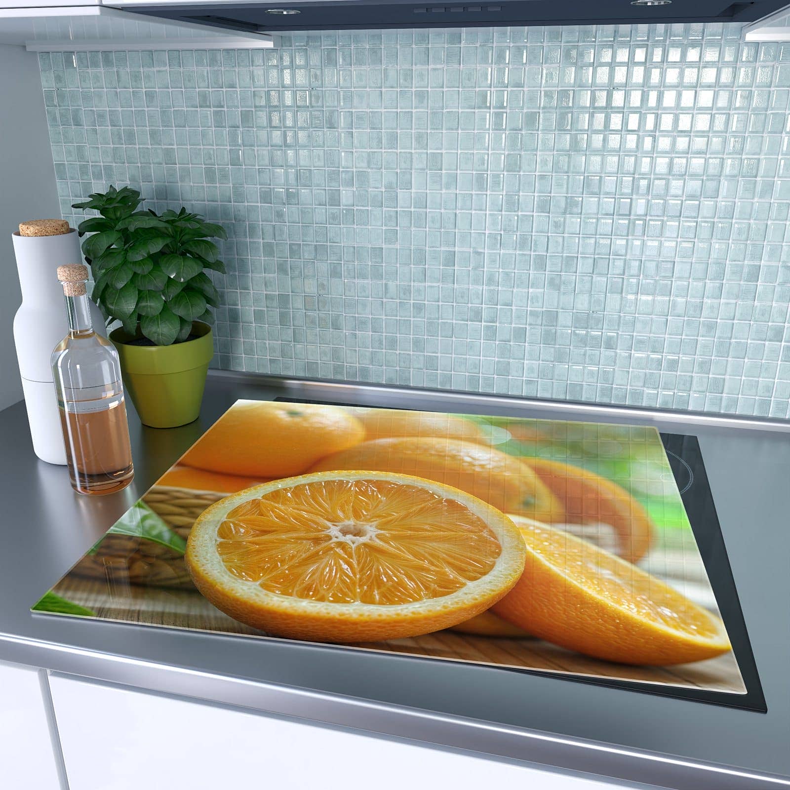 1-teilige Herdabdeckplatten für Ceranfeld mit Frische Orangen-Motiv auf dem Ceranfeld