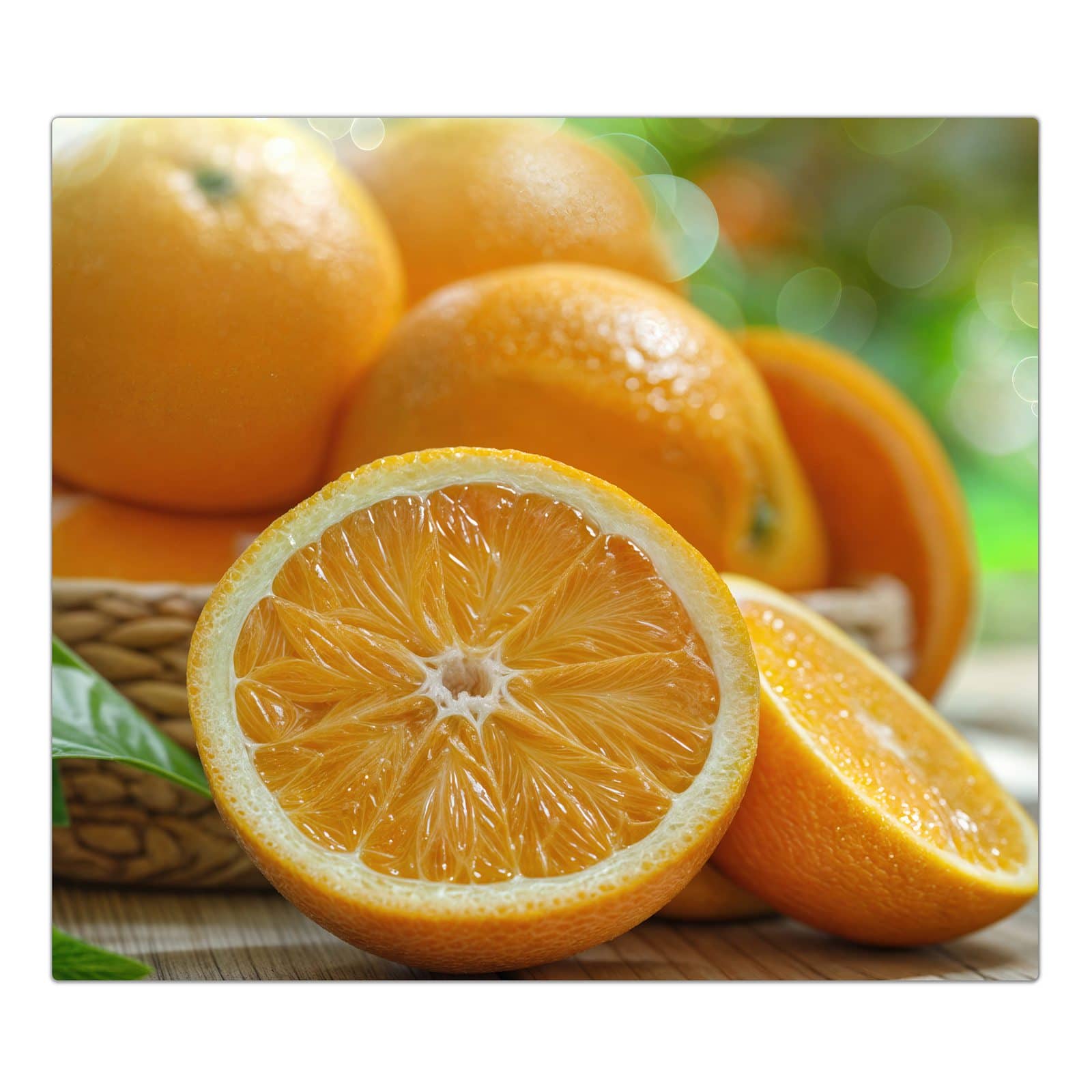 1-teilige Abdeckung für Herdplatten mit Frische Orangen-Motiv in der Frontansicht #grösse_1-Teilig (60x52cm)