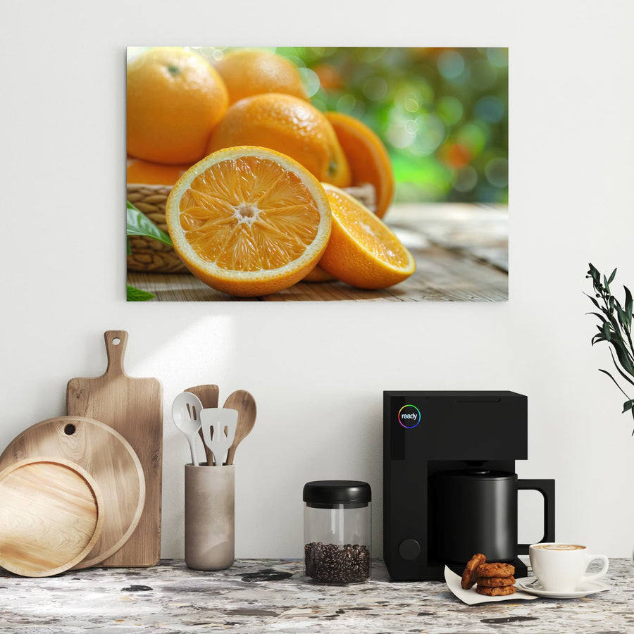Maße Metall Magnettafel - Orangen auf Holz