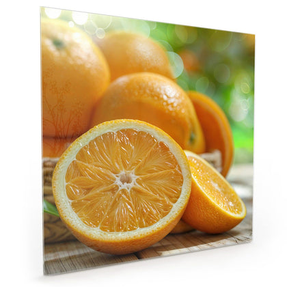 Küchenrückwand mit dem Motiv Orangen auf Holz