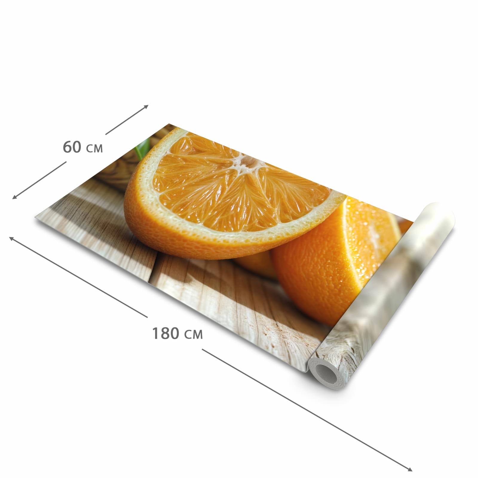 Fleckenresistenter Küchenläufer mit Motiv Frische Orangen in der Grösse 80x200 cm
