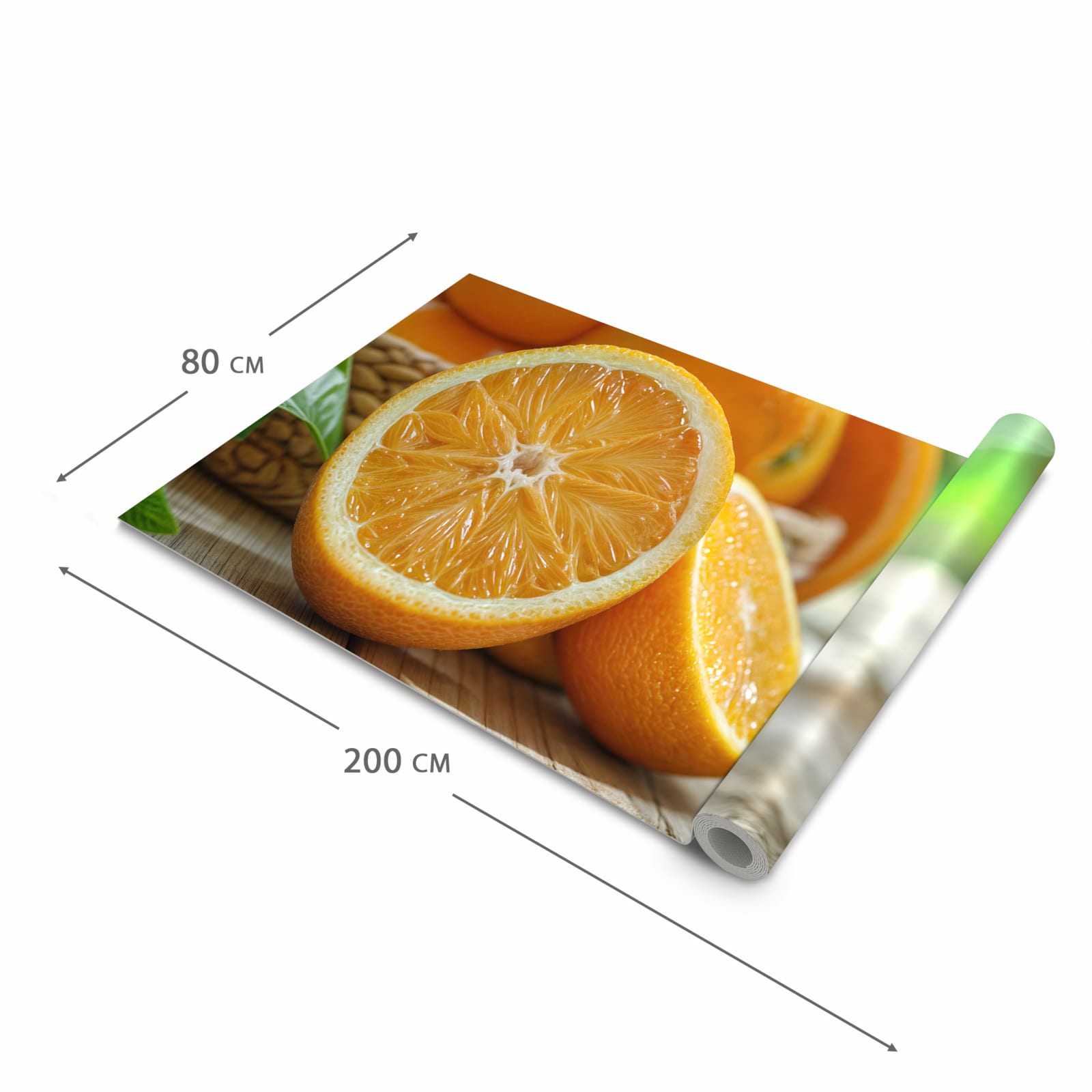 Pflegeleichter waschbarer Küchenläufer mit Motiv Frische Orangen in der Grösse 80x200 cm