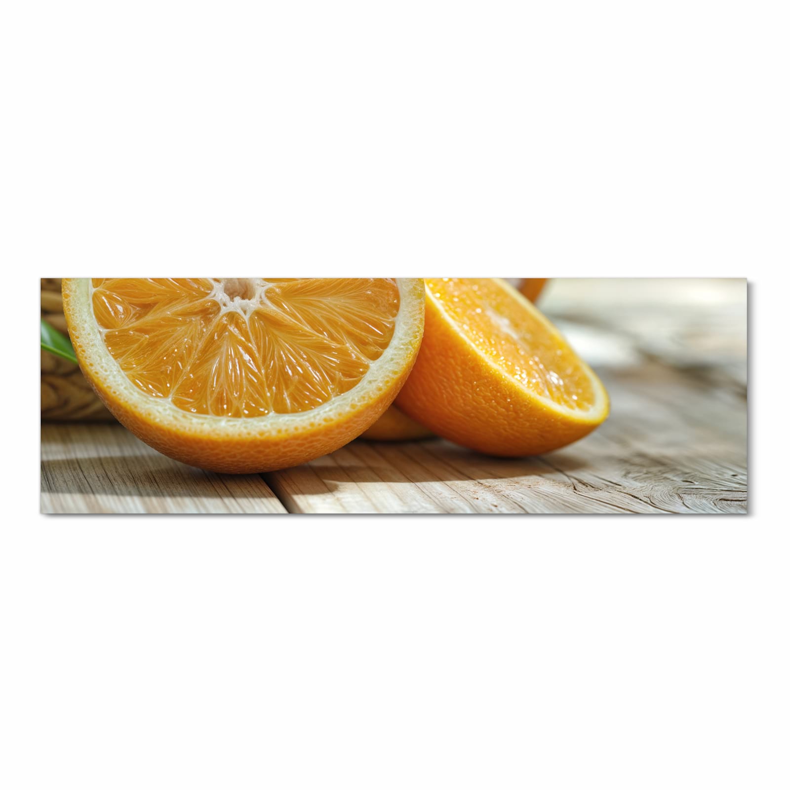 Zeitsparender Bodenläufer Teppich mit Motiv Frische Orangen in Frontansicht