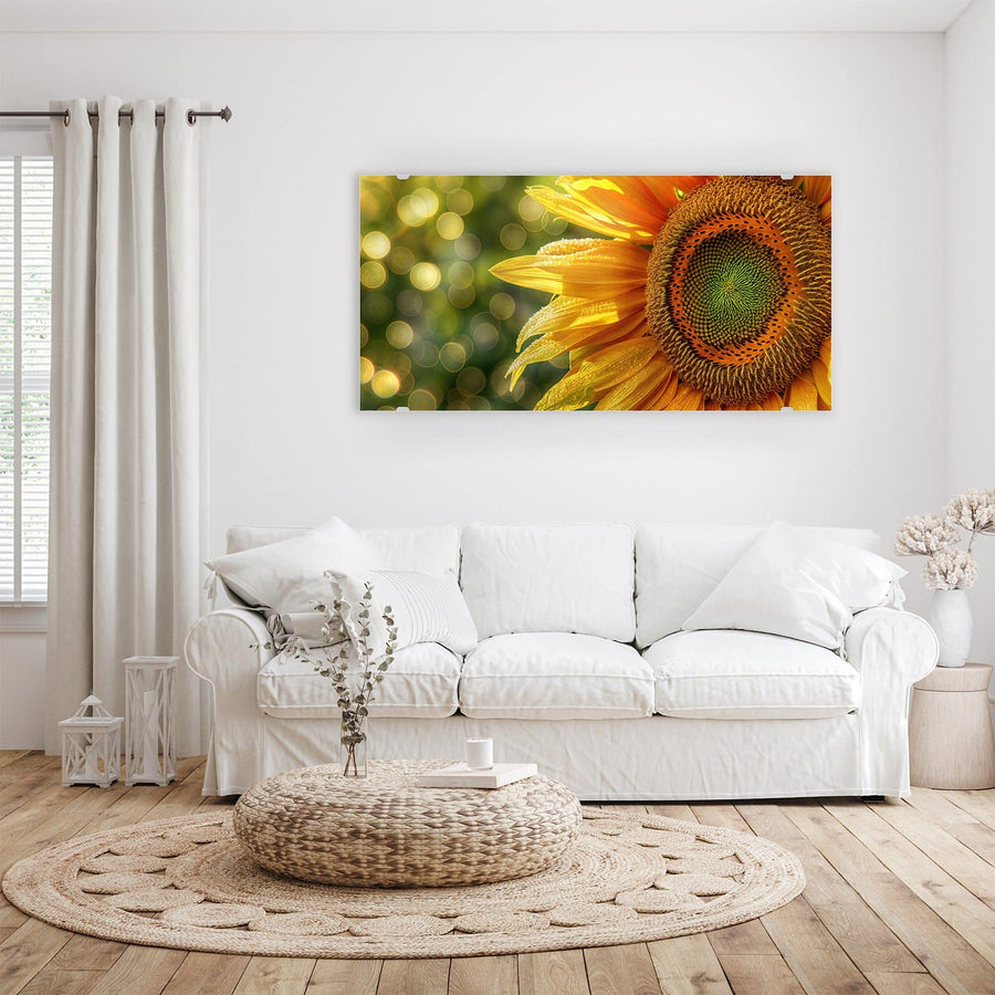 Maße Wandbild - Sonnenblume mit Tau - Querformat