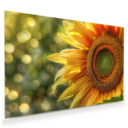 Wandbild mit dem Motiv Sonnenblume mit Tau